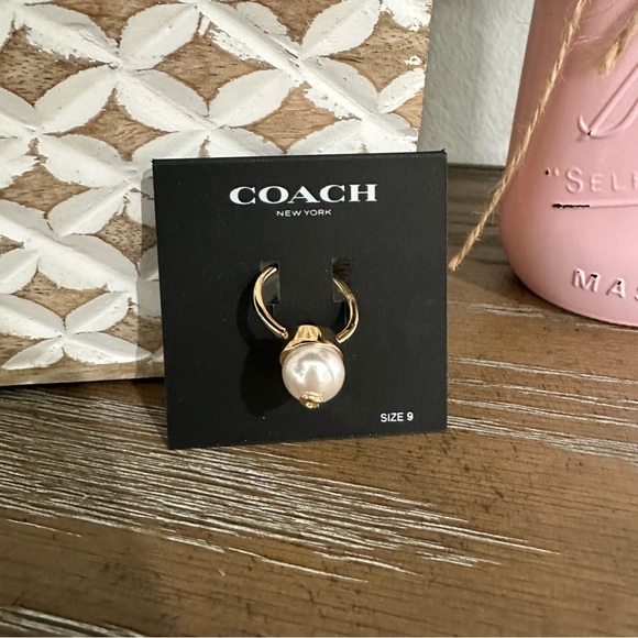 Coach Jewelry - Coach Faux Pearl Halo Gold Tone Statement Ring